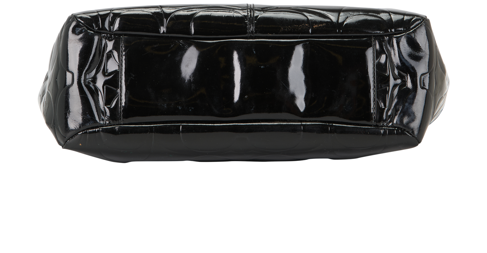 Embossed Signature Tote, &pound;50, Handbags, Black, Patent Leather, Top view